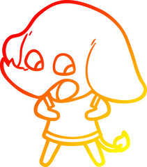 warm gradient line drawing cute cartoon elephant