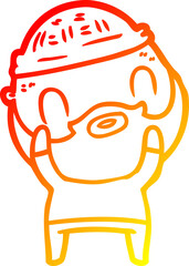 warm gradient line drawing cartoon bearded man