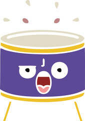 flat color retro cartoon drum