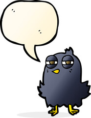 funny cartoon bird with speech bubble