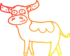 warm gradient line drawing cartoon bull