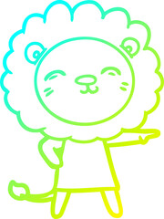 cold gradient line drawing cartoon lion