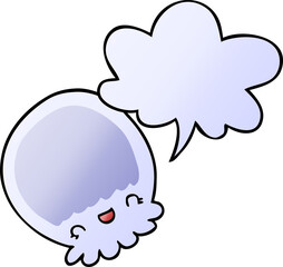 cartoon jellyfish and speech bubble in smooth gradient style