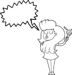 speech bubble cartoon woman brushing hair