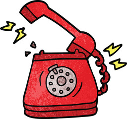 cartoon doodle old rotary dial telephone