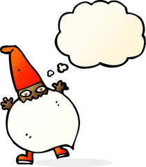 cartoon tiny santa with thought bubble