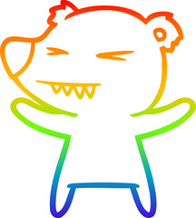 Obraz premium rainbow gradient line drawing angry polar bear cartoon