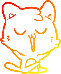 warm gradient line drawing cartoon cat singing