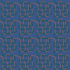 Tangled rope seamless vector pattern with darkblue background repeating