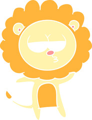 flat color style cartoon bored lion