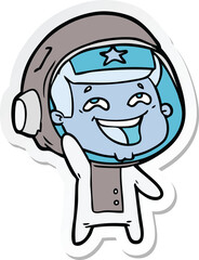 sticker of a cartoon laughing astronaut