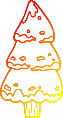 warm gradient line drawing cartoon pine trees