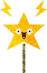 retro illustration style cartoon magic wand