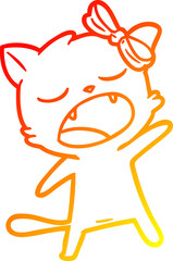 warm gradient line drawing cartoon singing cat