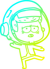 cold gradient line drawing cartoon tired astronaut