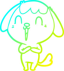 cold gradient line drawing cute cartoon dog