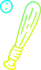 cold gradient line drawing cartoon baseball bat