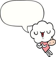 cute cartoon cloud head creature and speech bubble