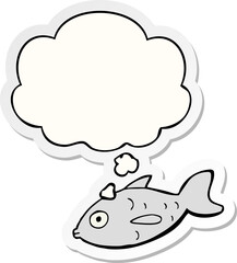 cartoon fish and thought bubble as a printed sticker