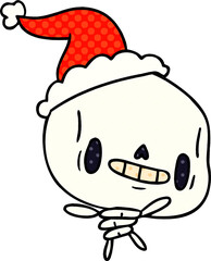 christmas cartoon of kawaii skeleton