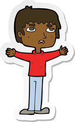 sticker of a cartoon nervous man