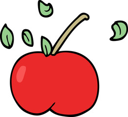 cartoon doodle juicy apple