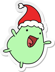 christmas sticker cartoon of kawaii bean