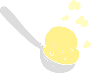 flat color illustration of a cartoon scoop of ice cream