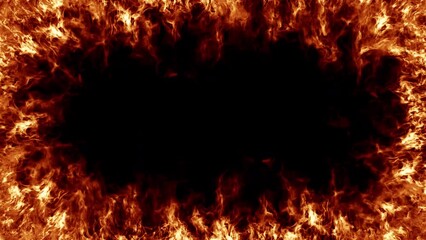 Fire frame burning looping on alpha background
