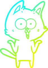 cold gradient line drawing funny cartoon cat