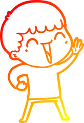 Obraz premium warm gradient line drawing cartoon happy man