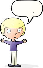 cartoon surprised man with speech bubble