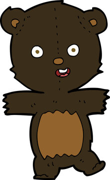 cartoon cute black bear cub