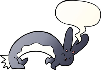 funny cartoon rabbit and speech bubble in smooth gradient style