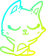 cold gradient line drawing calm cartoon cat