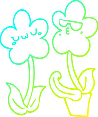 cold gradient line drawing cute cartoon flower