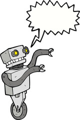 cartoon funny robot with speech bubble