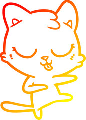 warm gradient line drawing cartoon cat hissing
