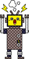 comic book style cartoon broken robot