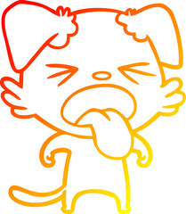 warm gradient line drawing cartoon disgusted dog