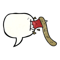 speech bubble textured cartoon axe