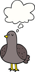 cartoon bird and thought bubble