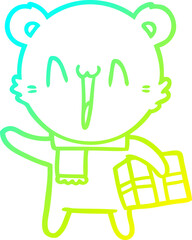 cold gradient line drawing happy polar bear cartoon