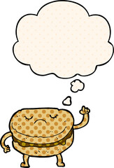 cartoon biscuit and thought bubble in comic book style
