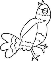 black and white cartoon bird