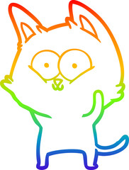 rainbow gradient line drawing cartoon cat