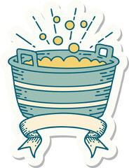 sticker of tattoo style tin bath