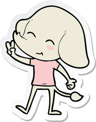 sticker of a cute cartoon elephant