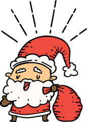traditional tattoo style santa claus christmas character with sack