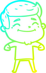 cold gradient line drawing happy cartoon man